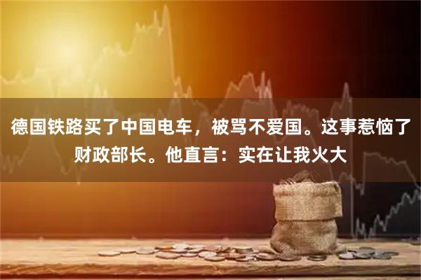 德国铁路买了中国电车，被骂不爱国。这事惹恼了财政部长。他直言：实在让我火大